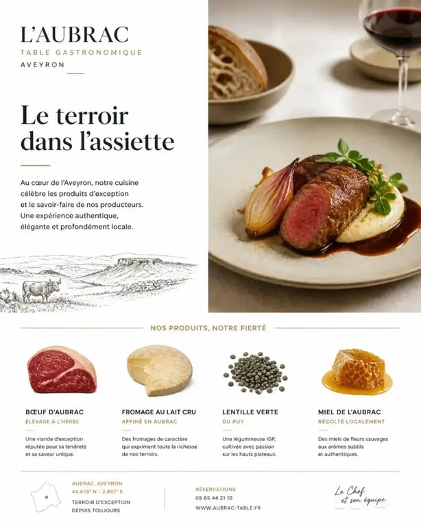 Table dressée dans un restaurant gastronomique à Rodez en Aveyron