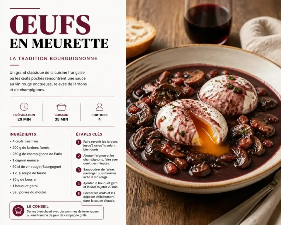 Recette des œufs en meurette, spécialité gastronomique des meilleurs restaurants de Dijon 2026