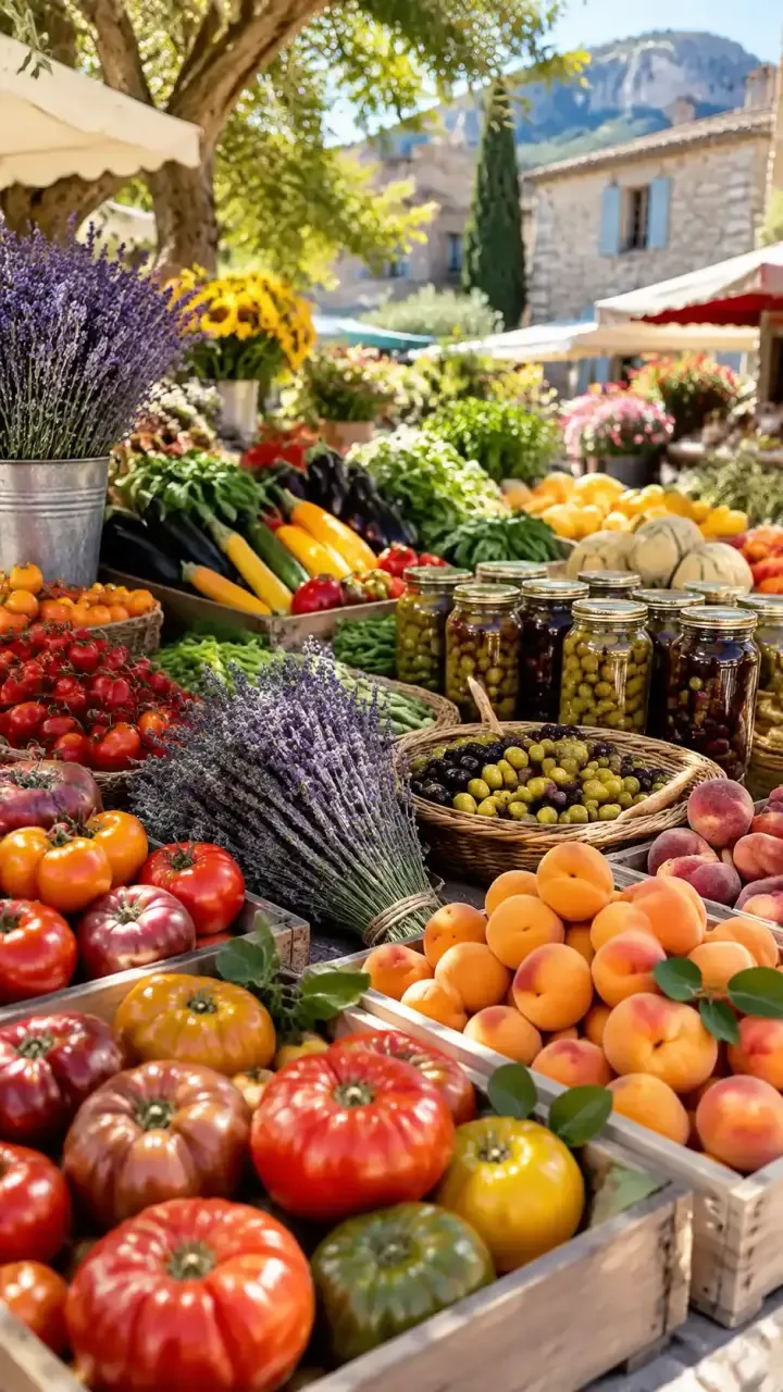 Étal de fruits et légumes colorés