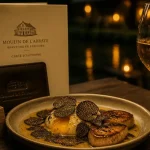 Restaurant étoilé périgord : table avec truffe du Périgord et vin Monbazillac