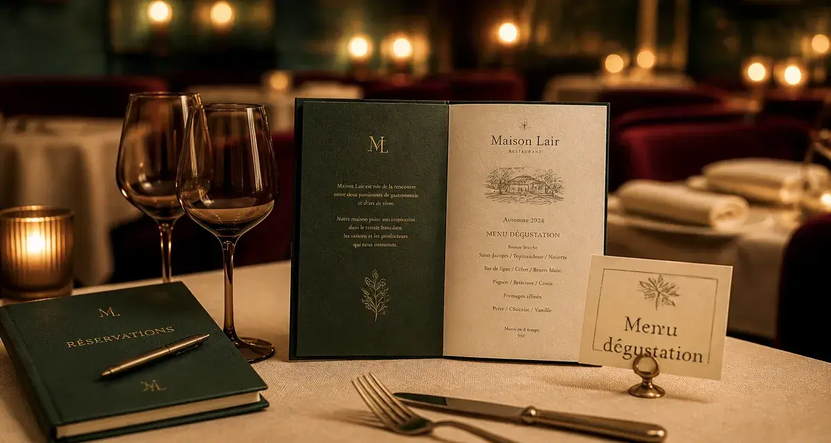 Restaurants gastronomiques val d'oise : table avec menu dégustation
