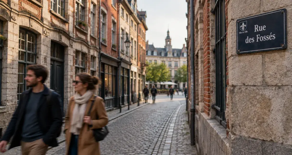 Rue des fossés à Lille, ruelle piétonne entre Rihour et le patrimoine lillois